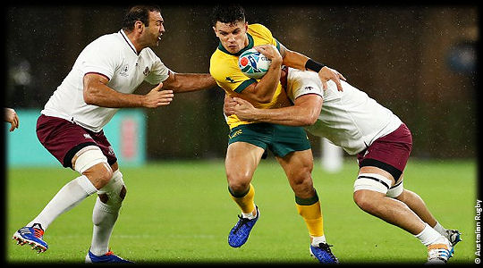 Australia v Georgia Mamuka Gorgodze tackles Matt Toomua RWC2019